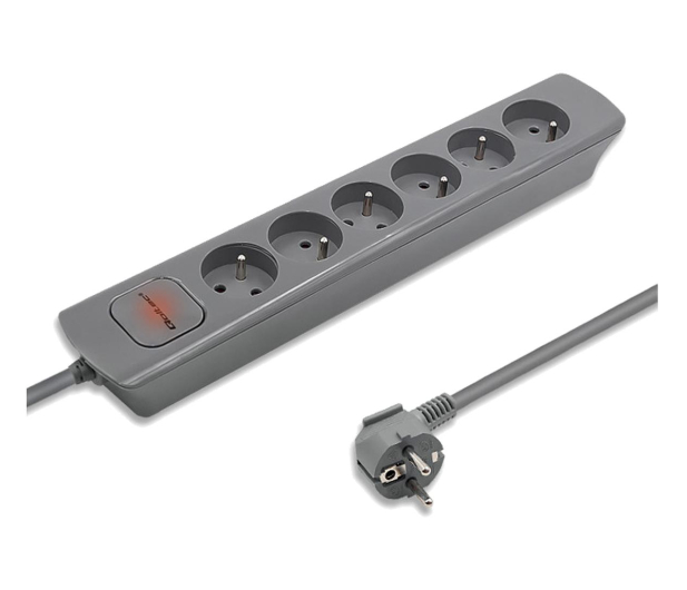 QOLTEC Listwa zasilająca - 6 gniazd, 1.8m, szara 50277 - 1122537 - zdjęcie